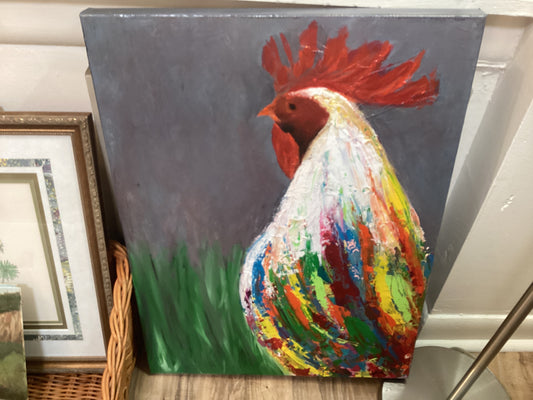 “Roo” Rooster in acrylic