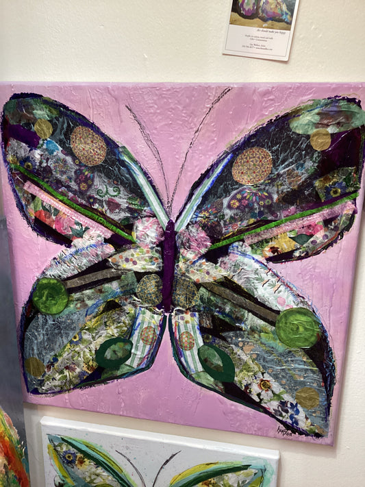 Mixed media butterfly 18x18 Horton