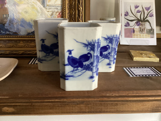 Square porcelain pheasant vase