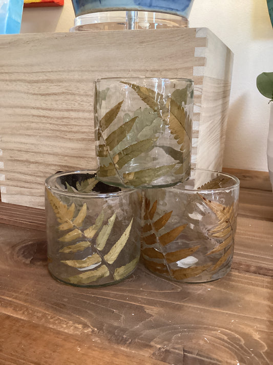 Glass Votive Holder with Leaves