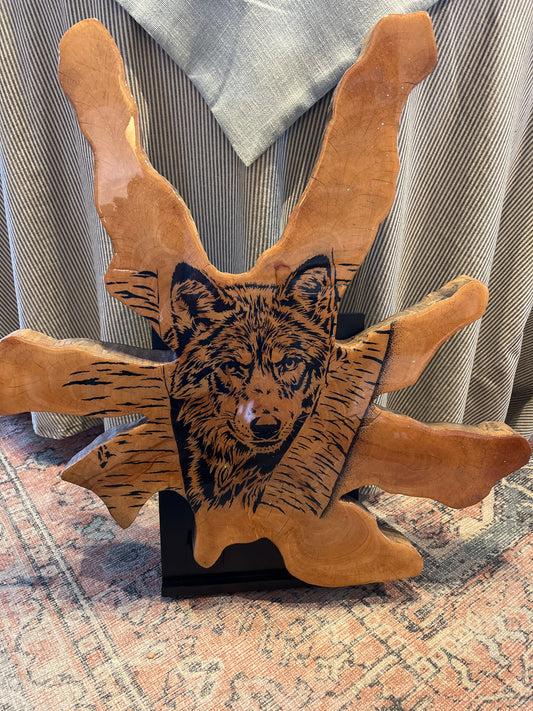 Wolf Art on Wood by Don Eisenmann