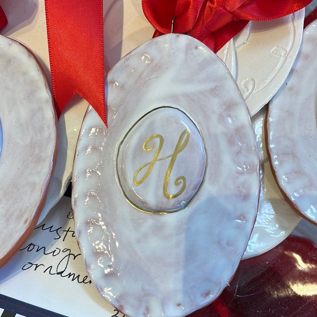 Custom Monogrammed Ceramic Ornaments by Rebecca