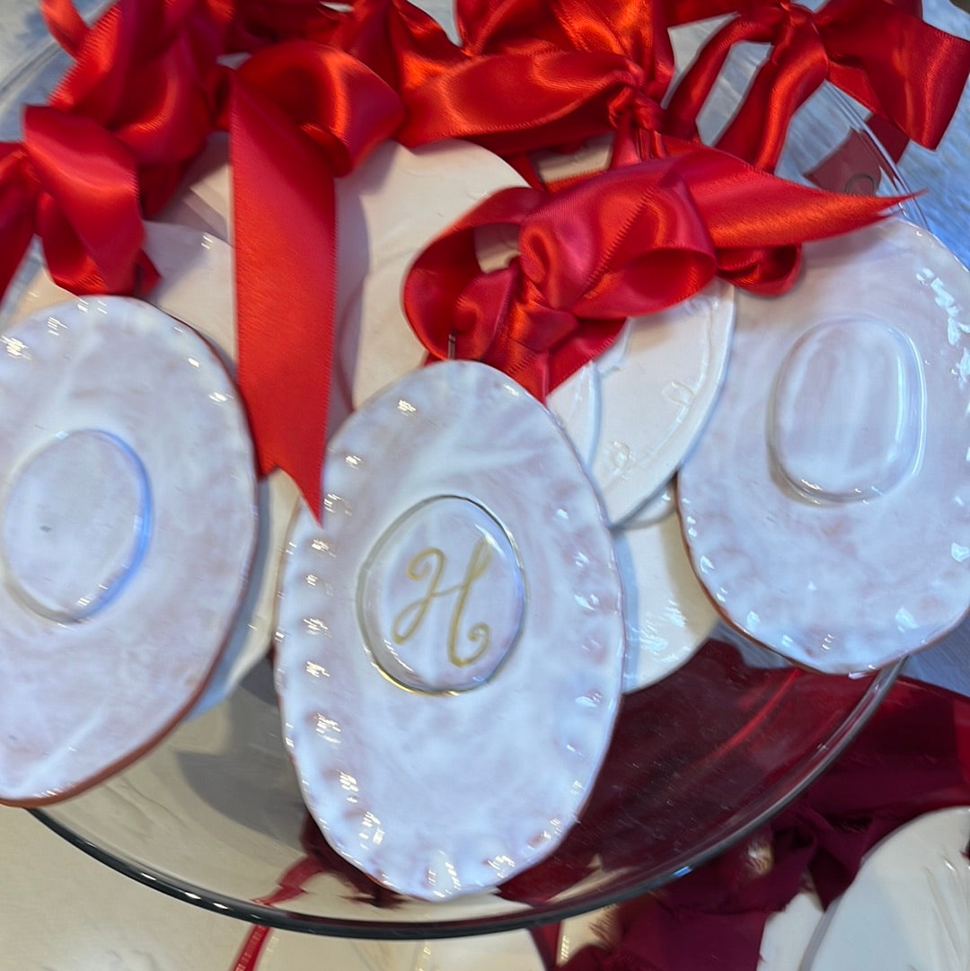 Custom Monogrammed Ceramic Ornaments by Rebecca