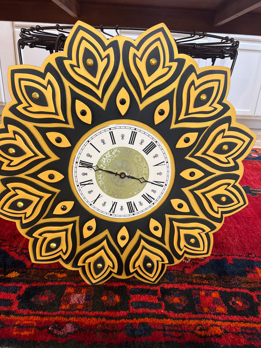 Gold and Black Leaf Clock by Don Eisenmann