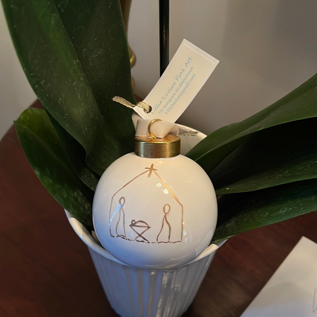 Nativity White Ornament by Lillie